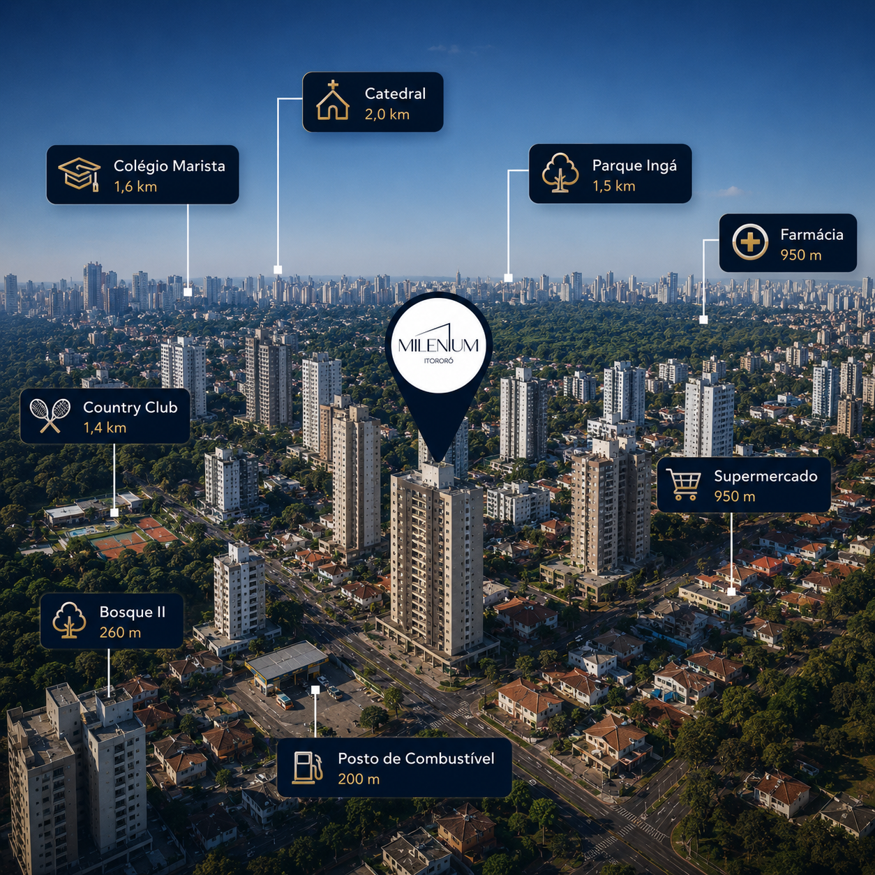 Vista aérea da localização do Edifício Milenium Itororó